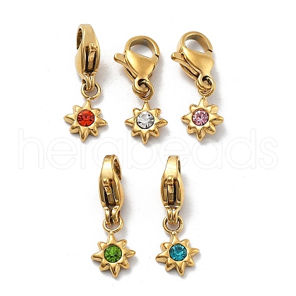 304 Stainless Steel Rhinestone Pendant Decoration STAS-L283-28G-1