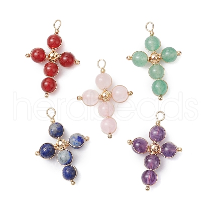 Natural Mixed Gemstone Pendants PALLOY-JF02885-1