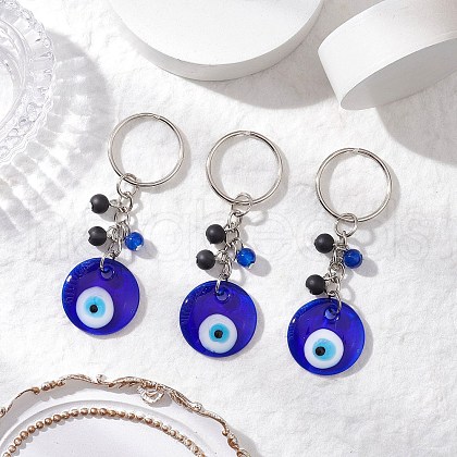 3Pcs Handmade Lampwork Evil Eye Keychains KEYC-JKC01252-02-1