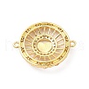 Rack Plating Brass Micro Pave Clear Cubic Zirconia Connector Charms KK-D087-09G-3