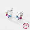 Flower/Star/Footprint/Unicorn 925 Sterling Silver Hoop Earrings CM1193-3-1
