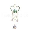 Natural Green Aventurine Chip Beads with Brass Finding Pendant Decorations HJEW-JM01815-02-1