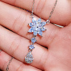 Flower Teardrop Brass Clear Cubic Zirconia Pendant Necklaces for Women FS-WG330D2-01-1