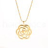 Stainless Steel Hollow Rose Stud Earrings & Pendant Necklaces Sets for Women DE4974-1-5