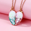 2Pcs Fashionable Alloy Resin BFF Glitter Heart Magnetic Pendant Necklaces for Women FS-WGCB8A0-01-1