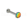 304 Stainless Steel Enamel Flat Round Straight Barbell Piercing Tongue Rings for Women Men WG3BA20-32-1