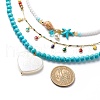 3Pcs 3Pcs Shell Pearl & Acrylic Heart & Enamel Pendant Necklaces Set NJEW-JN04038-5