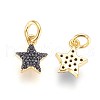 Brass Micro Pave Cubic Zirconia Charms X-ZIRC-G150-15A-2