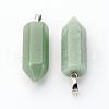 Brass Natural Green Aventurine Pendants G-O160-03H-1