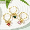 Brass Micro Pave Cubic Zirconia Adjustable Open Cuff Rings for Women RJEW-U057-05G-2