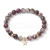 8mm Round Natural Plum Blossom Tourmaline Beaded Stretch Bracelets BJEW-JB10469-01-1