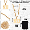 Beebeecraft 1Pc 304 Stainless Steel Figaro Chain Number Pendant Necklaces NJEW-BBC0001-28A-G-2