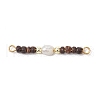 Rice Natural Cultured Freshwater Pearl & Synthetic Non-magnetic Hematite & Natural Coconut Rondelle Beaded Connector Charms PALLOY-JF03565-3