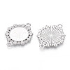 304 Stainless Steel Flat Round with Flower Connector Cabochon Settings STAS-N114-03P-2