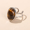 304 Stainless Steel & Natural Tiger Eye Cuff Rings FS-WGDE3F0-03-1