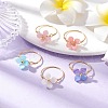 Plastic and Copper Wire Wrapped Finger Ring for Women RJEW-JR00880-1