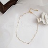 Stainless Steel & Imitation Pearl Round Link Chain Necklaces for Women WGE4439-03-1