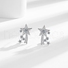 Brass Micro Pave Clear Cubic Zirconia Star Stud Earrings EJEW-B134-01-1