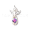 4Pcs 4 Colors Natural Cowrie Shell Copper Wire Wrapped Angel Pendants PALLOY-JF03663-3