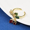 Brass Micro Pave Cubic Zirconia Cuff Rings for Women RJEW-F182-08A-G-3