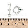Brass Micro Pave Clear Cubic Zirconia Toggle Clasps KK-K391-15P-4