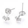 925 Sterling Silver Stud Earring Findings Micro Pave Cubic Zirconia STER-T007-21P-1