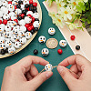   180Pcs 6 Styles Christmas Snowman Print Wood European Beads WOOD-PH0003-03A-3