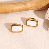 Vintage Stainless Steel White Enamel Rectangle Stud Earrings for Women PC2177-5-2