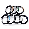 Mixed Stone Round Bead Leather Cord Multi-strand Bracelets BJEW-A009-10P-1