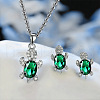 Tortoise Alloy Rhinestone & Glass Pendant Necklaces & Stud Earrings Sets FS-WG4B54D-09-1
