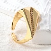 Brass Micro Pave Cubic Zirconia Cuff Open Rings RJEW-D313-12G-2
