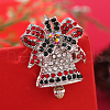 Christmas Theme Zinc Alloy Rhinestone Brooches for Backpack Clothes LK8386-6-1