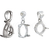DICOSMETIC 3Pcs 3 Styles Rhodium Plated 925 Sterling Silver Pendant Cabochon Open Back Settings STER-DC0001-23-1