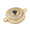 Rack Plating Brass Pave Clear & Black Cubic Zirconia Eye Connector Charms KK-A234-041G-2