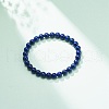 Natural Lapis Lazuli(Dyed & Heated) Round Beaded Stretch Bracelet BJEW-JB08368-5