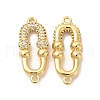 Rack Plating Brass Micro Pave Clear Cubic Zirconia Connector Charms KK-B068-29G-1