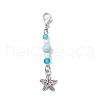 Ocean Theme Alloy Charm & Glass Beads Pendant Decorations HJEW-JM03156-03-2