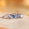 Rectangle Horse Eye Triangle Brass Micro Pave Clear & Blue Cubic Zirconia Finger Rings for Women FS-WG723F9-04-2