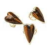 Heart Natural Tiger Eye Finger Rings RJEW-M076-03G-11-2