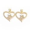 Brass Micro Pave Clear Cubic Zirconia Pendants ZIRC-F134-04G-2