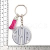 Acrylic Flat Round with Suede Tassel Pendant Keychain KEYC-G060-01B-3