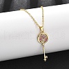 Brass Micro Pave Cubic Zirconia Heart Key Pendant Necklaces for Women NJEW-R027-03G-02-2