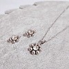 304 Stainless Steel Rhinestone Stud Earrings & Pendant Necklaces Sets FS-WG95951-18-1