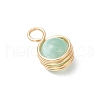 Dyed Natural Selenite Copper Wire Wrapped Round Pendants PALLOY-JF03771-01-4