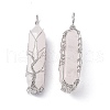 Natural Rose Quartz Copper Wire Wrapped Pointed Pendants G-F733-05H-2