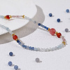Faceted Round Natural Aquamarine & Natural Carnelian Beaded Necklaces for Women NB0478-3