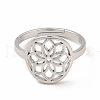 304 Stainless Steel Flower Adjustable Ring for Women RJEW-B027-19P-2