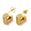 Brass Micro Pave Clear Cubic Zirconia Stud Earrings for Women EJEW-A040-06G-1