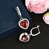 925 Sterling Silver Pave Cubic Zirconia Heart Hoop Earrings EJEW-C150-01B-01-3