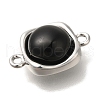 Brass Pave Black Glass Square Links Connector Charms KK-K388-20P-2